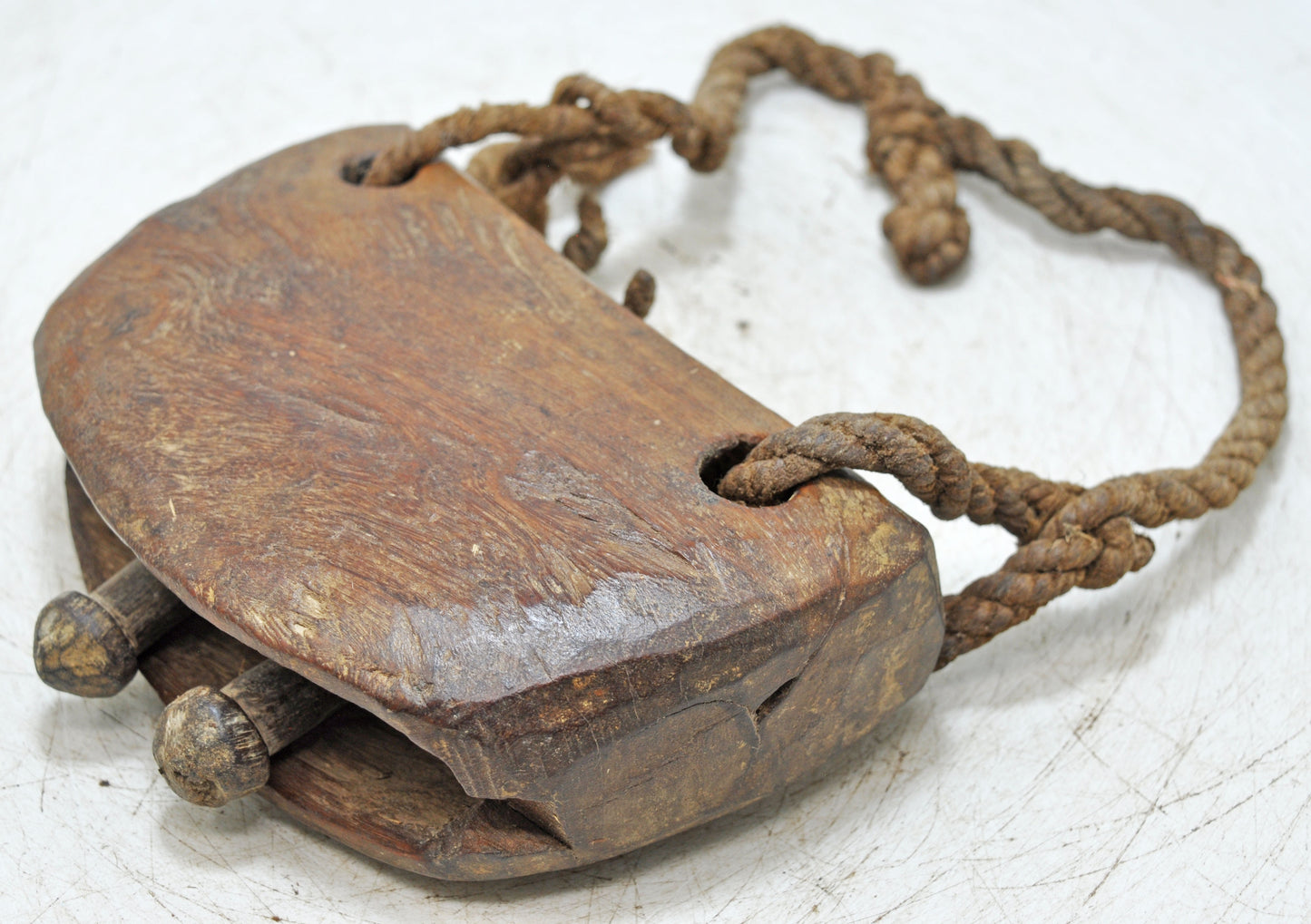Antique Wooden Cow Animals Bell Original Old Hand Carved