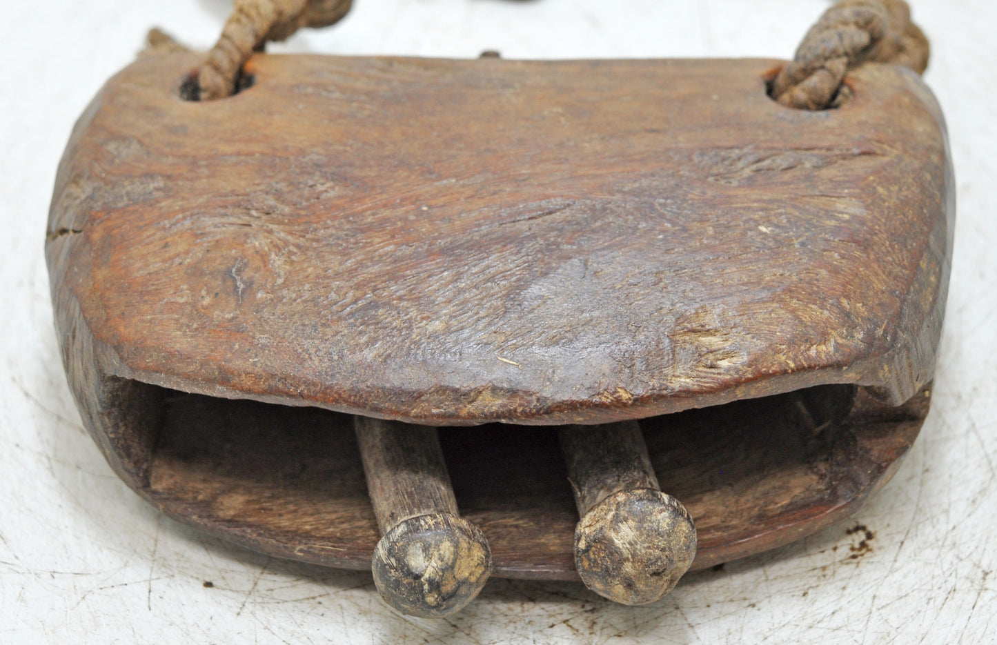 Antique Wooden Cow Animals Bell Original Old Hand Carved