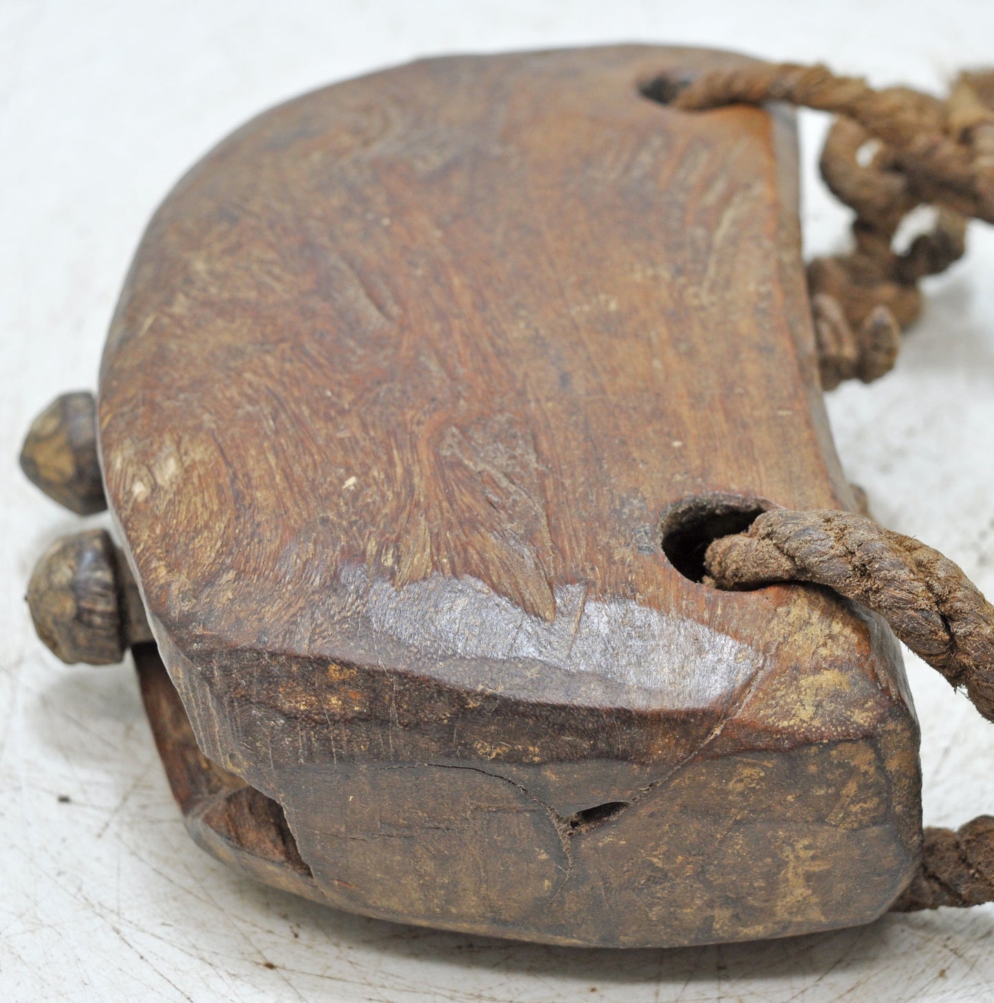 Antique Wooden Cow Animals Bell Original Old Hand Carved