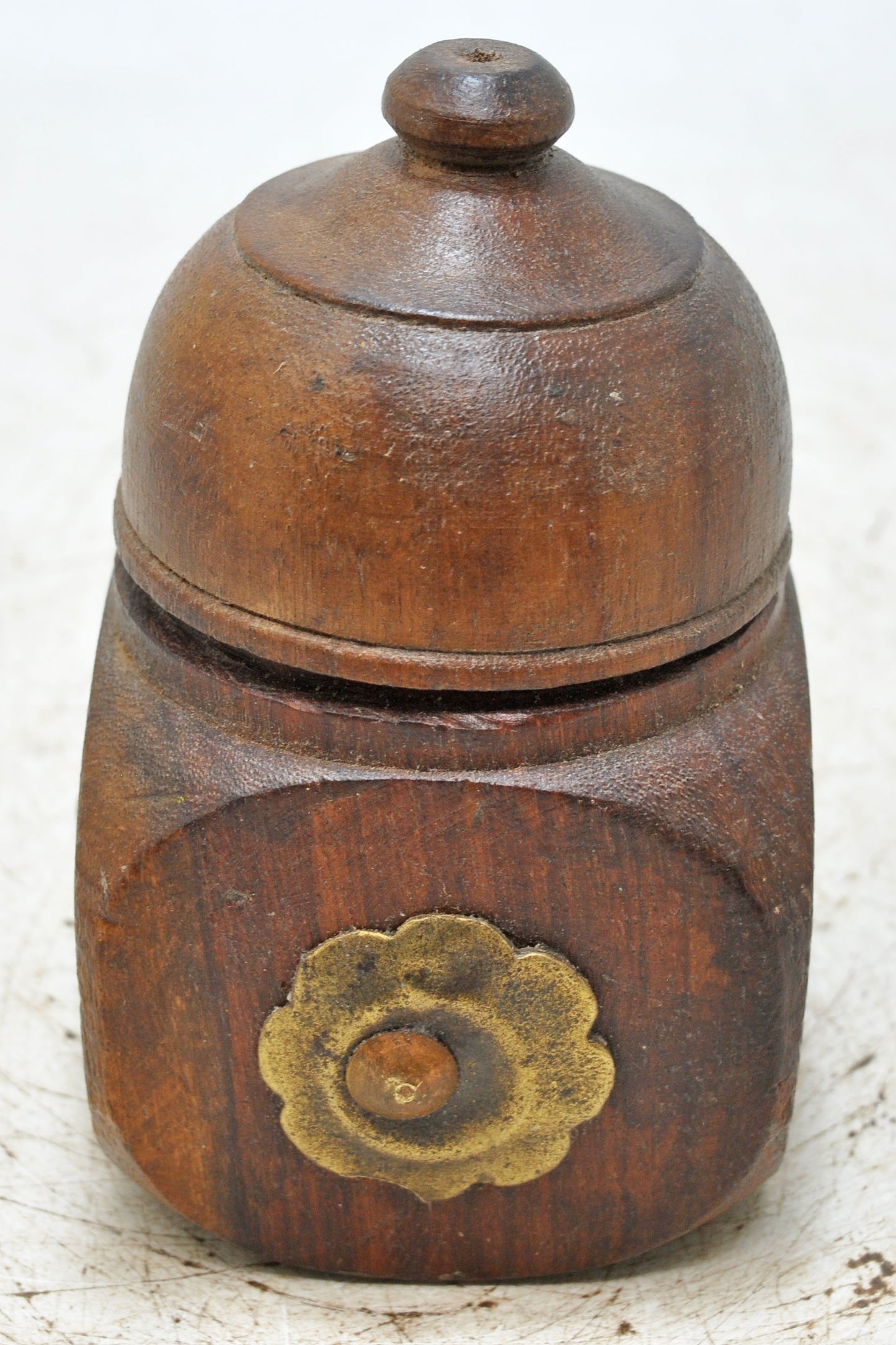 Vintage Wooden Kum Kum Powder Tika Box Original Old Hand Carved