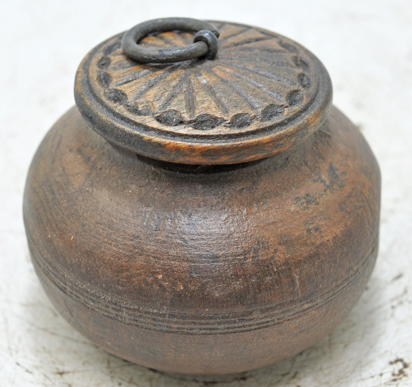 Vintage Wooden Kum Kum Powder Tika Box Original Old Hand Carved