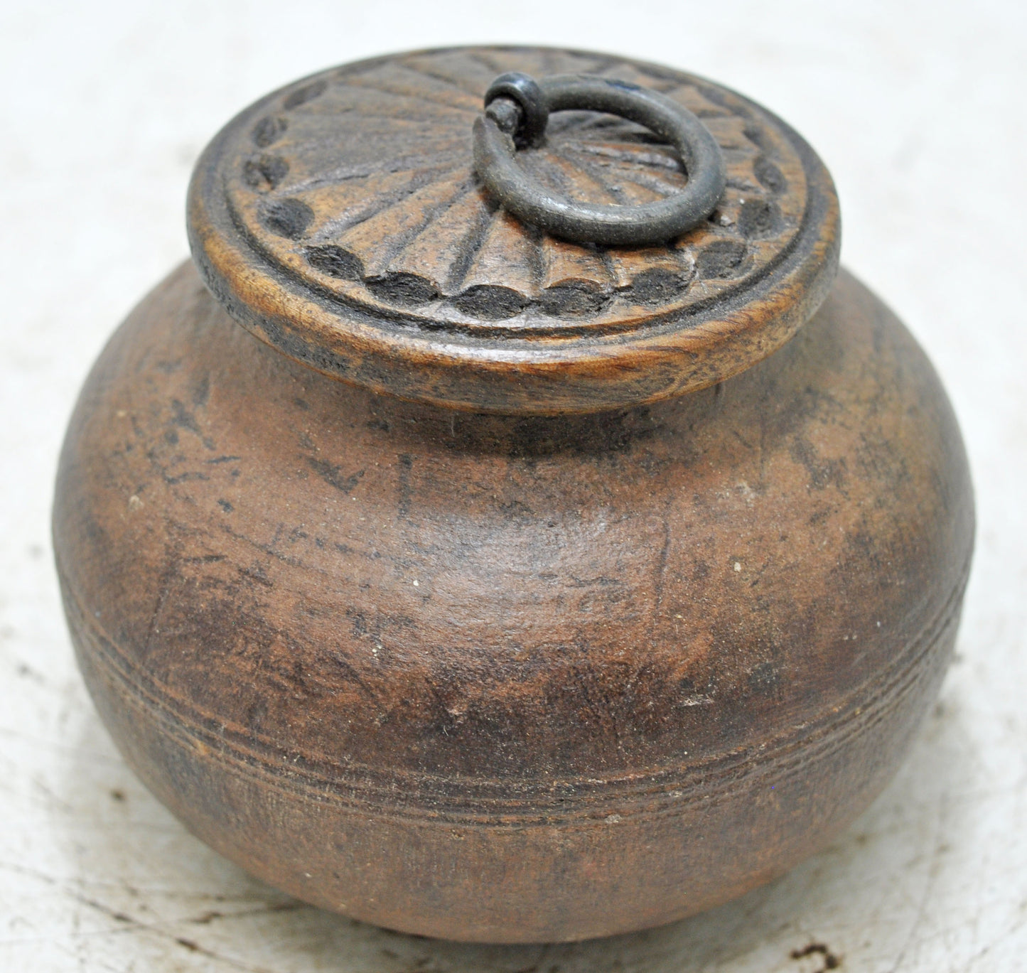 Vintage Wooden Kum Kum Powder Tika Box Original Old Hand Carved