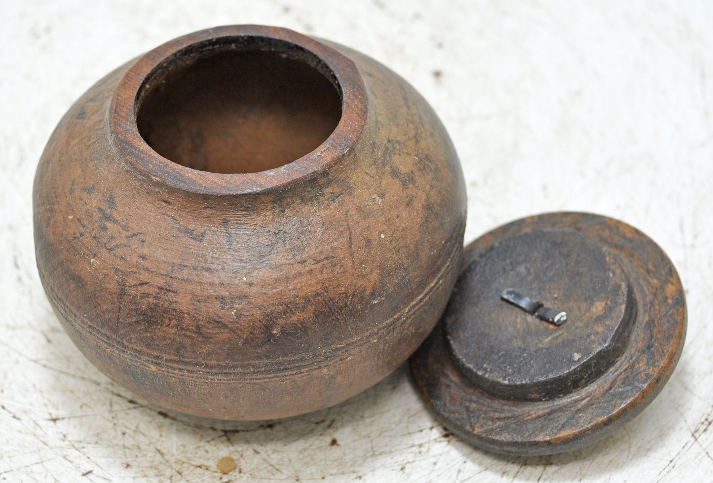 Vintage Wooden Kum Kum Powder Tika Box Original Old Hand Carved
