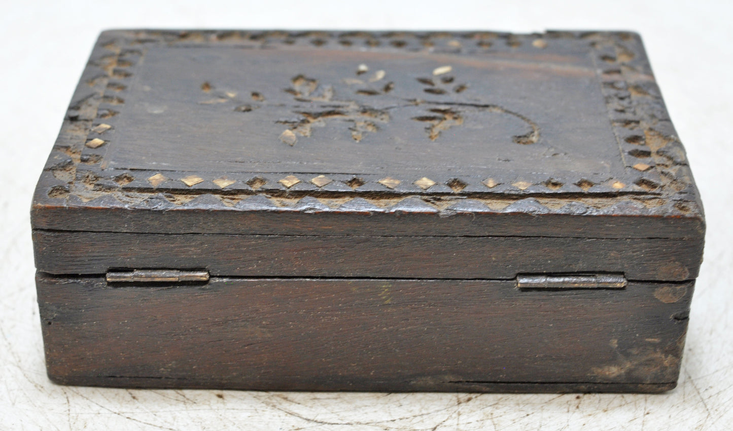 Antique Wooden Small Storage Box Original Old Hand Crafted Carved