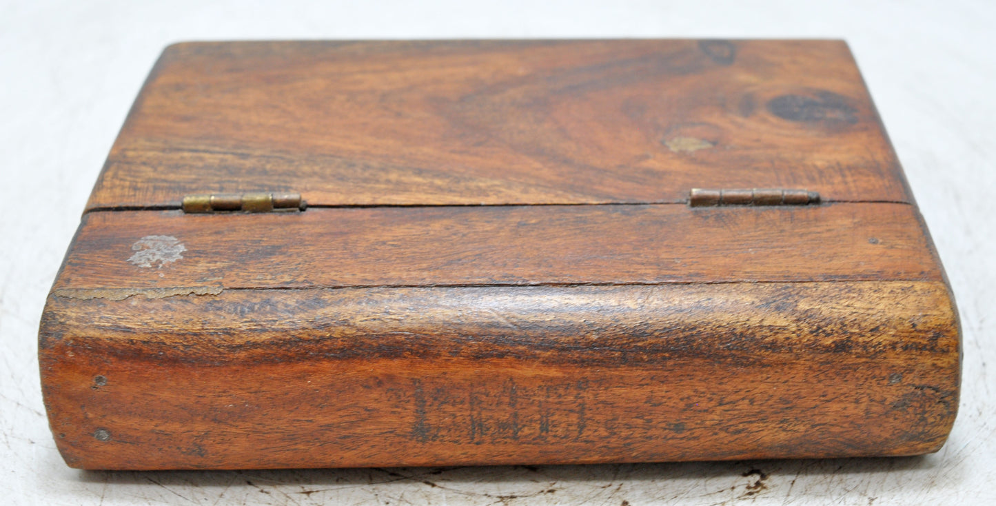 Vintage Wooden Book Shaped Storage Box Original Old Hand Crafted