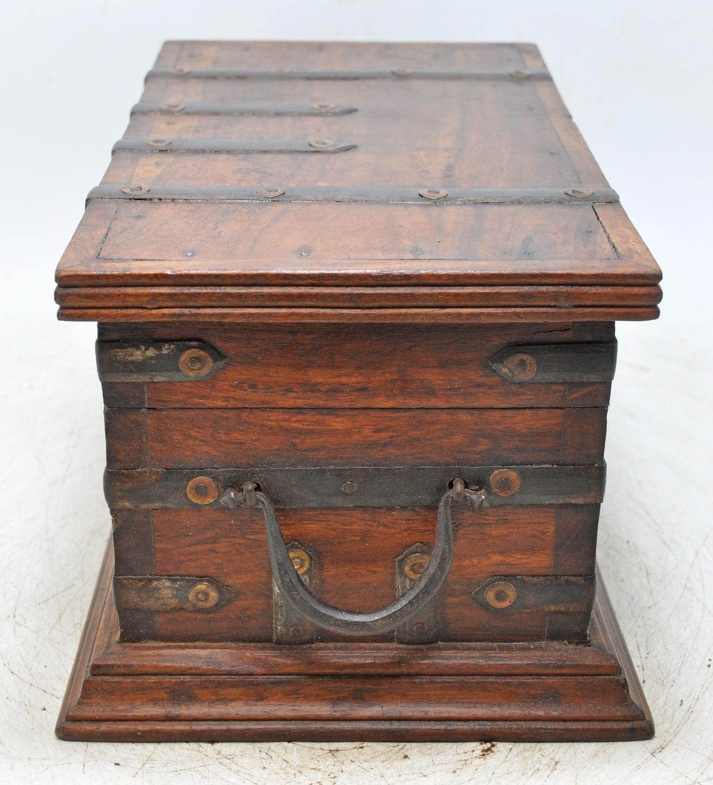 Vintage Wooden Storage Box Original Old Hand Crafted Metal Fitted