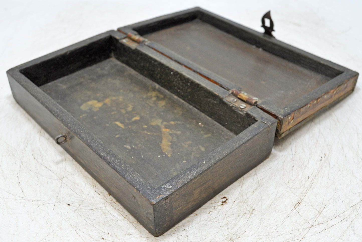 Vintage Wooden Storage Box Original Old Hand Crafted Brass Metal Fitted
