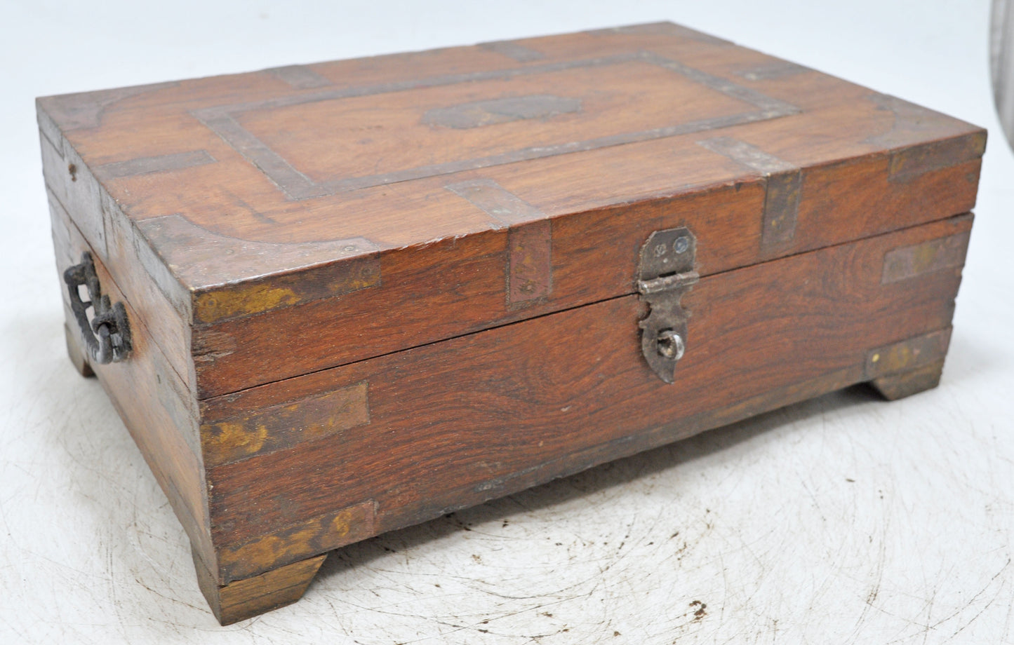 Vintage Wooden Storage Chest Box Original Old Hand Crafted Brass Fitted