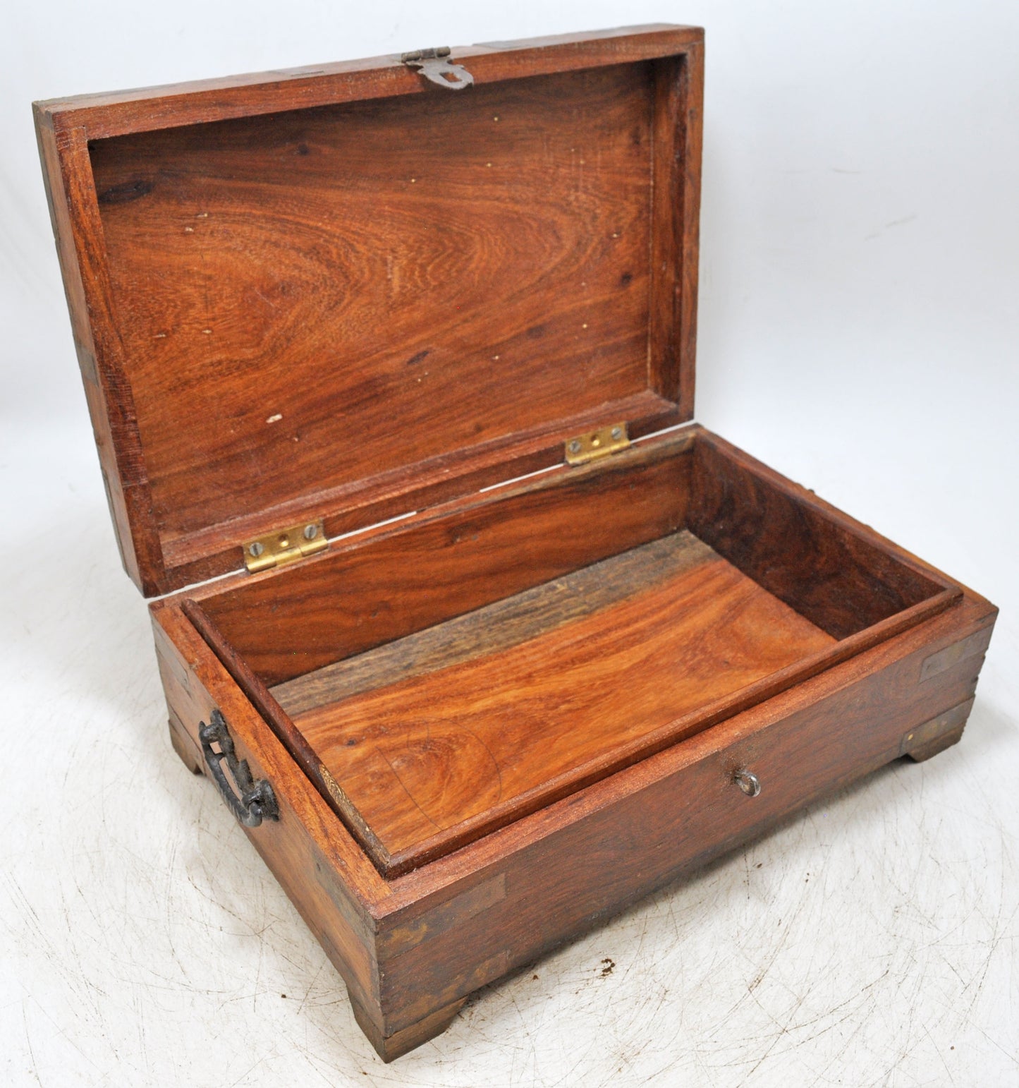 Vintage Wooden Storage Chest Box Original Old Hand Crafted Brass Fitted