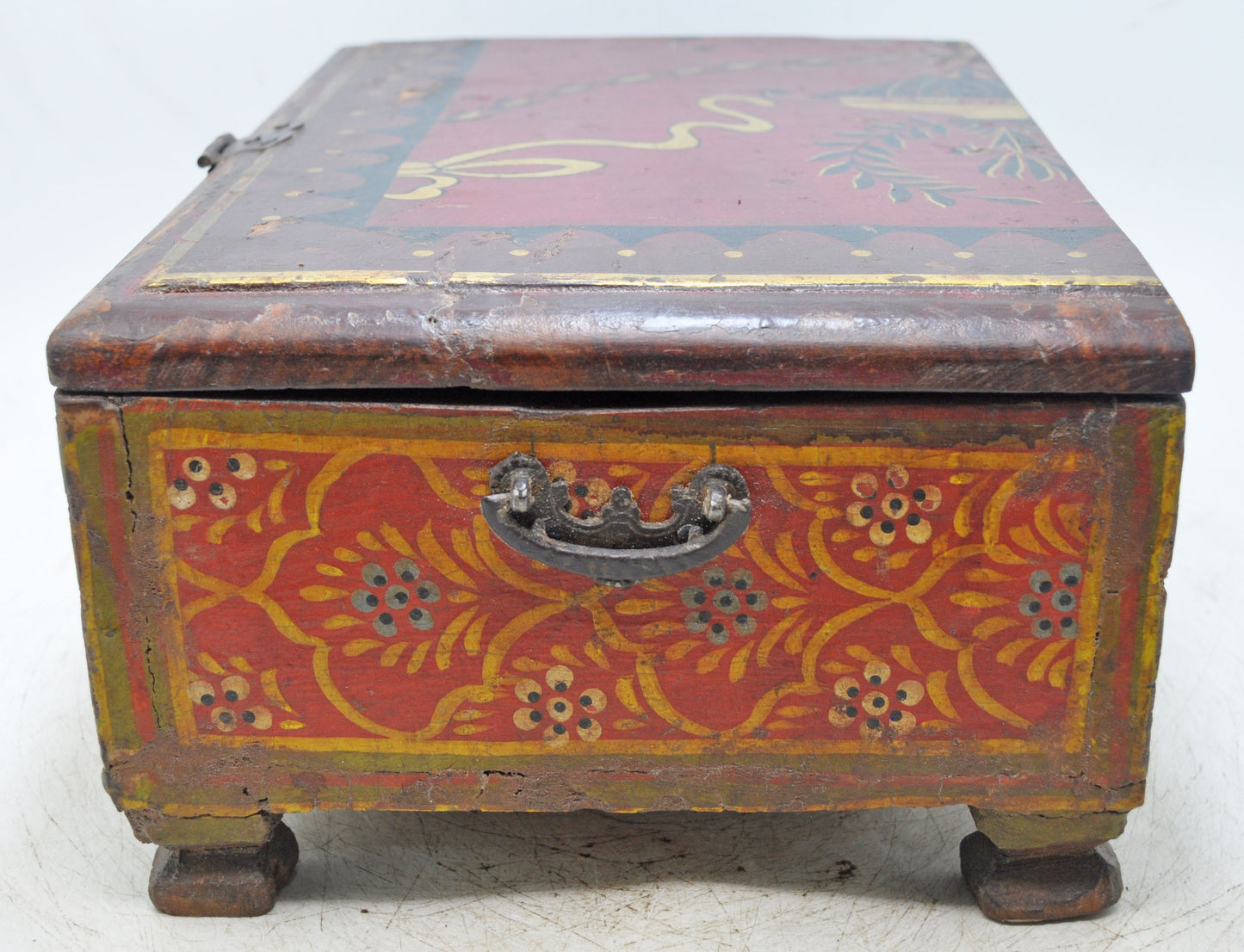 Antique Wooden Storage Chest Box Original Old Fine Hand Painted
