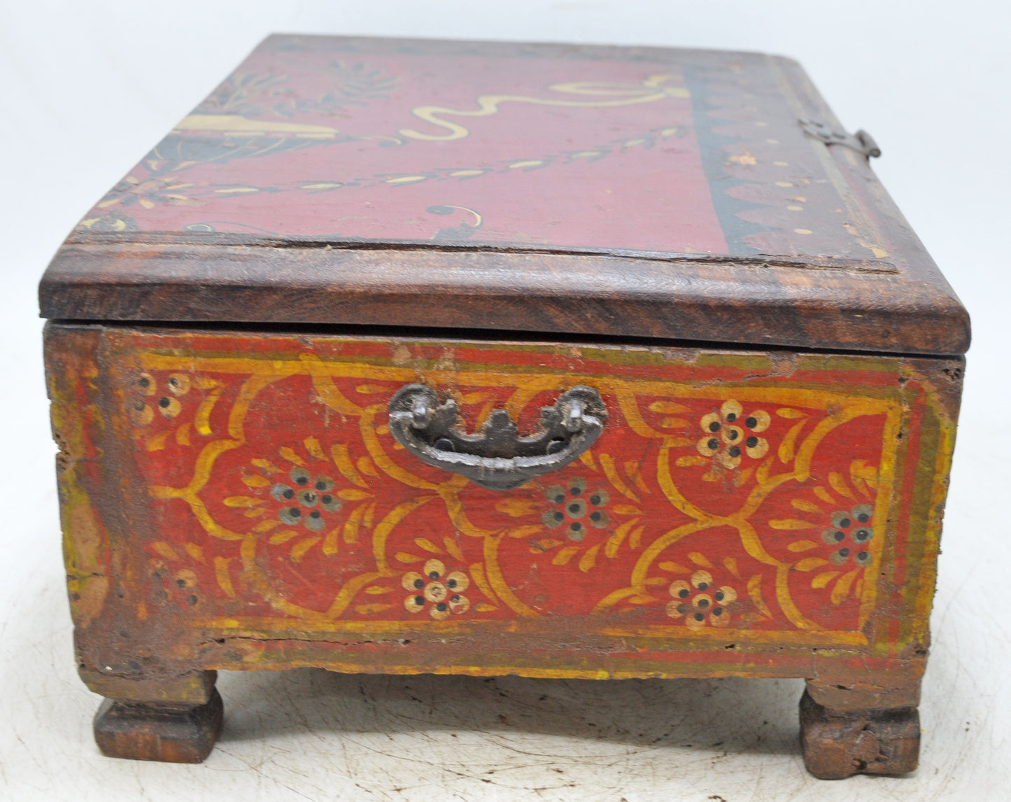 Antique Wooden Storage Chest Box Original Old Fine Hand Painted