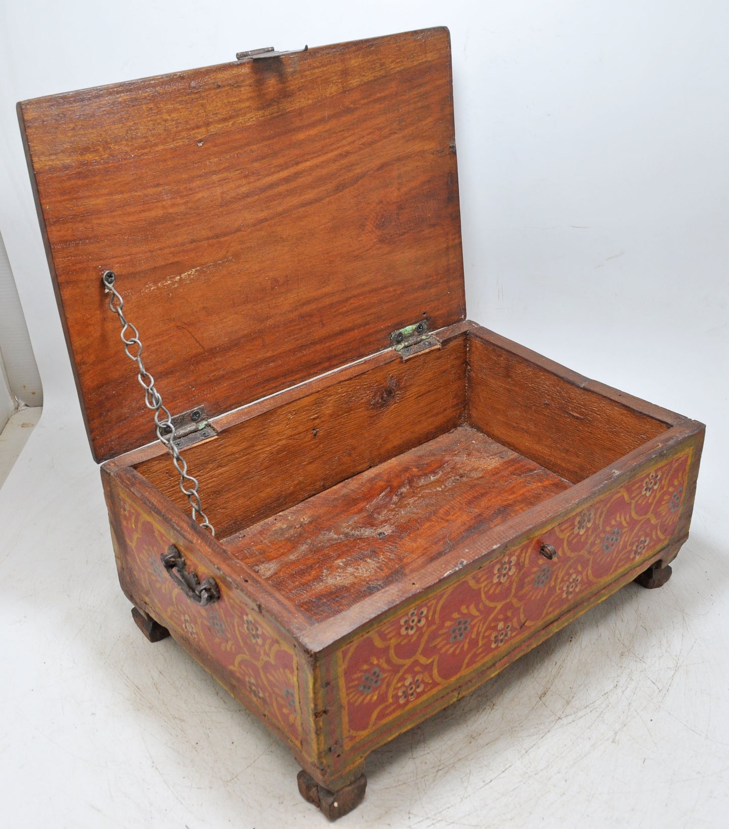 Antique Wooden Storage Chest Box Original Old Fine Hand Painted