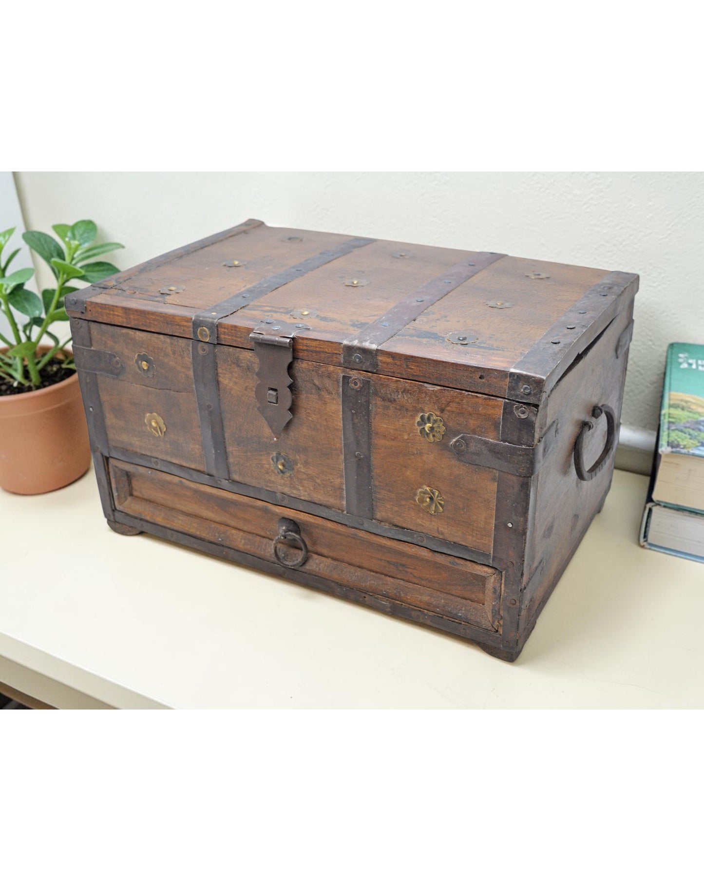 Vintage Wooden Large Storage Chest Box Original Old Hand Crafted