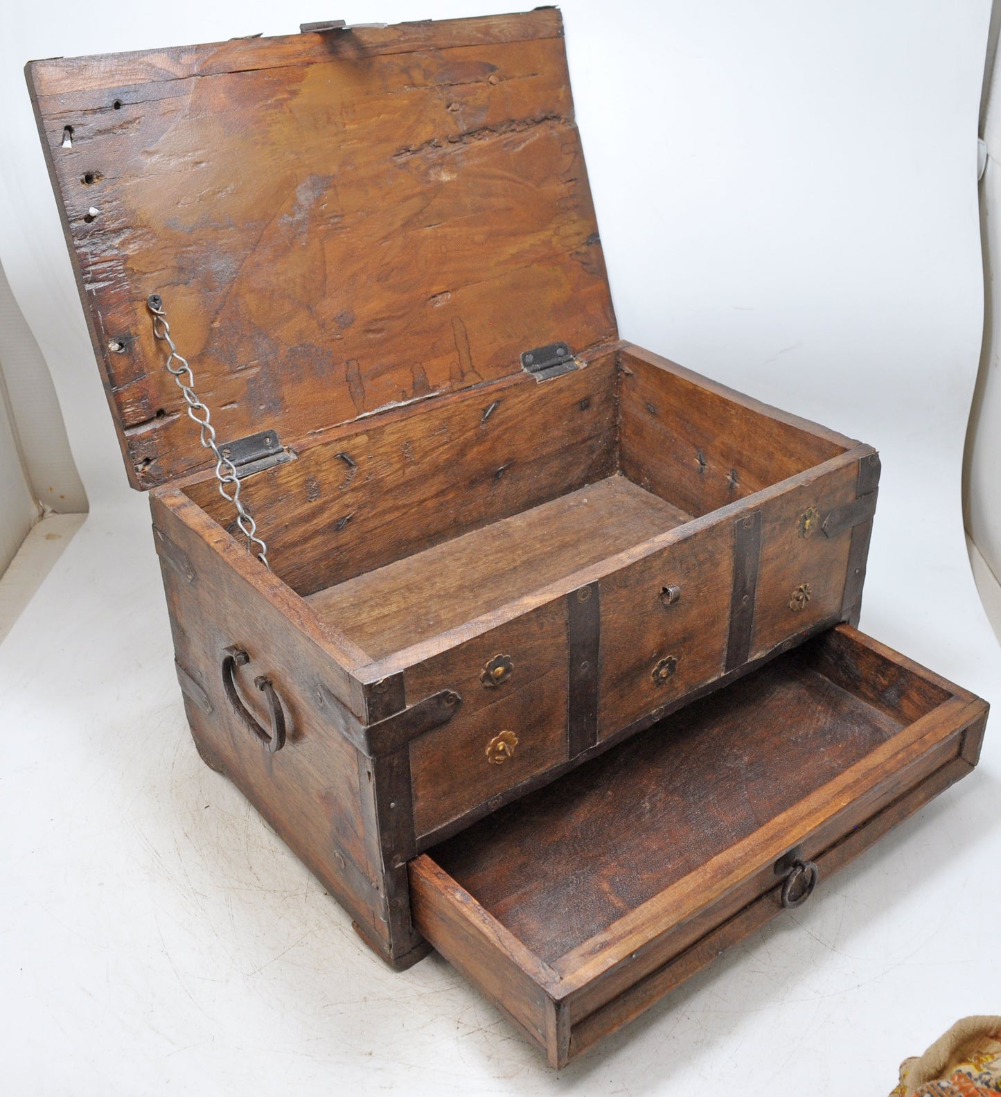 Vintage Wooden Large Storage Chest Box Original Old Hand Crafted