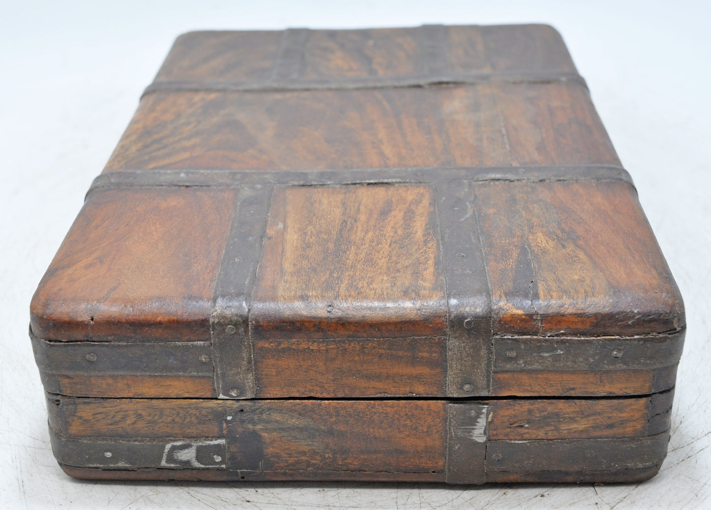 Vintage Wooden Large Briefcase Box Original Old Hand Crafted Metal Fitted