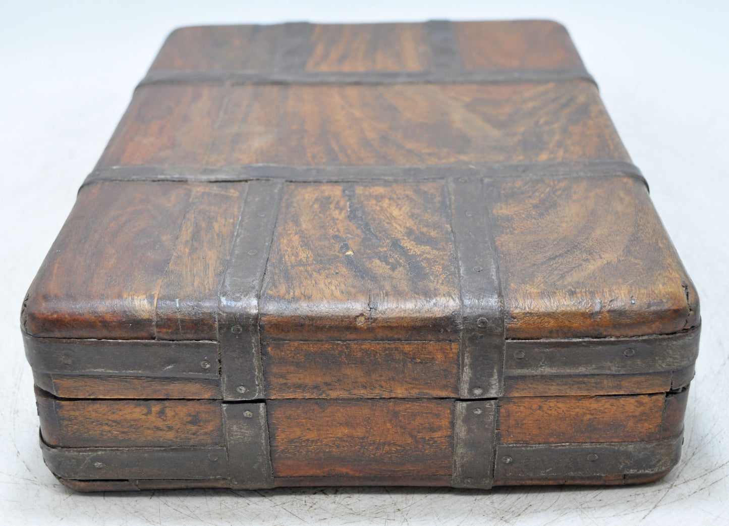 Vintage Wooden Large Briefcase Box Original Old Hand Crafted Metal Fitted