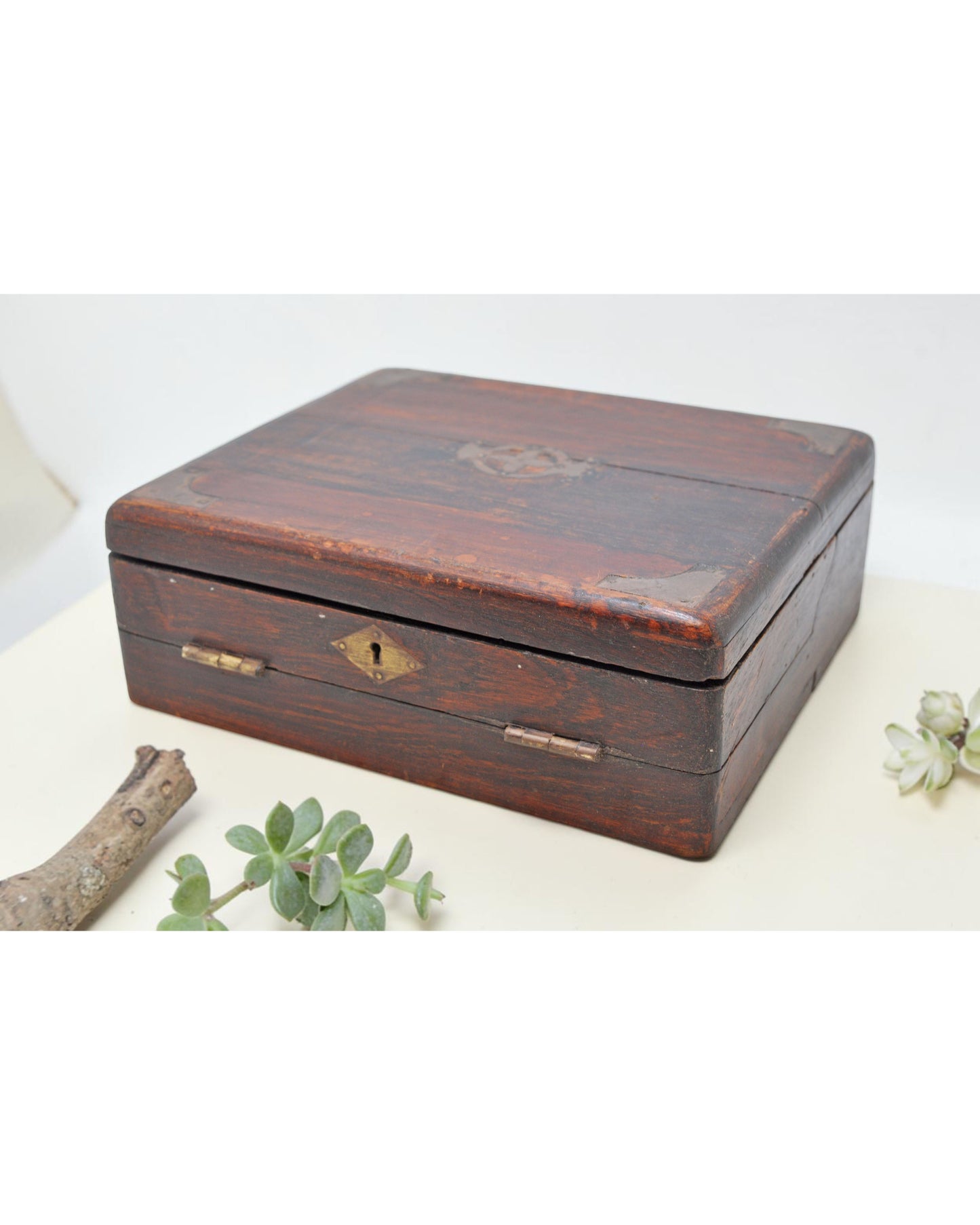 Antique Wooden Storage Chest Box Original Old Unique Interior Compartments