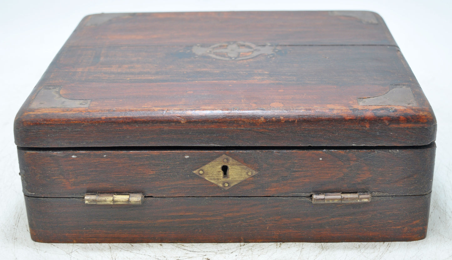 Antique Wooden Storage Chest Box Original Old Unique Interior Compartments