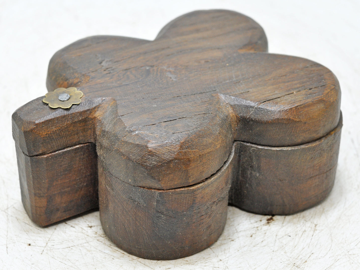 Antique Wooden Kitchenware Spice Box Original Old Hand Carved