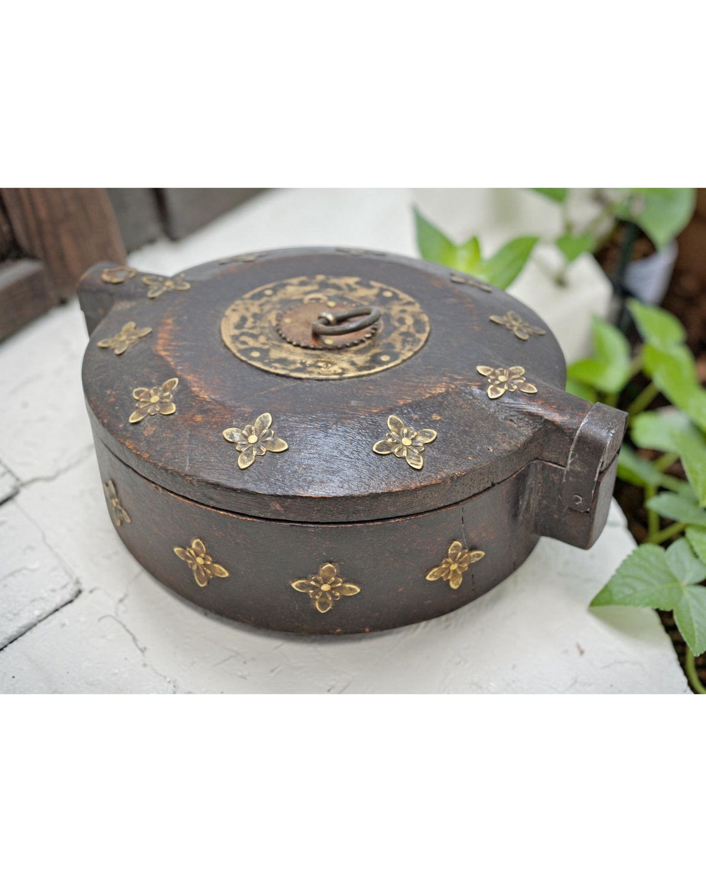 Antique Wooden Kitchenware Spice Box Original Old Hand Carved
