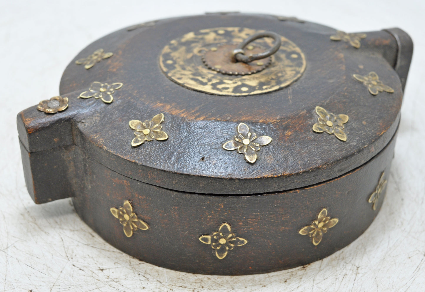 Antique Wooden Kitchenware Spice Box Original Old Hand Carved
