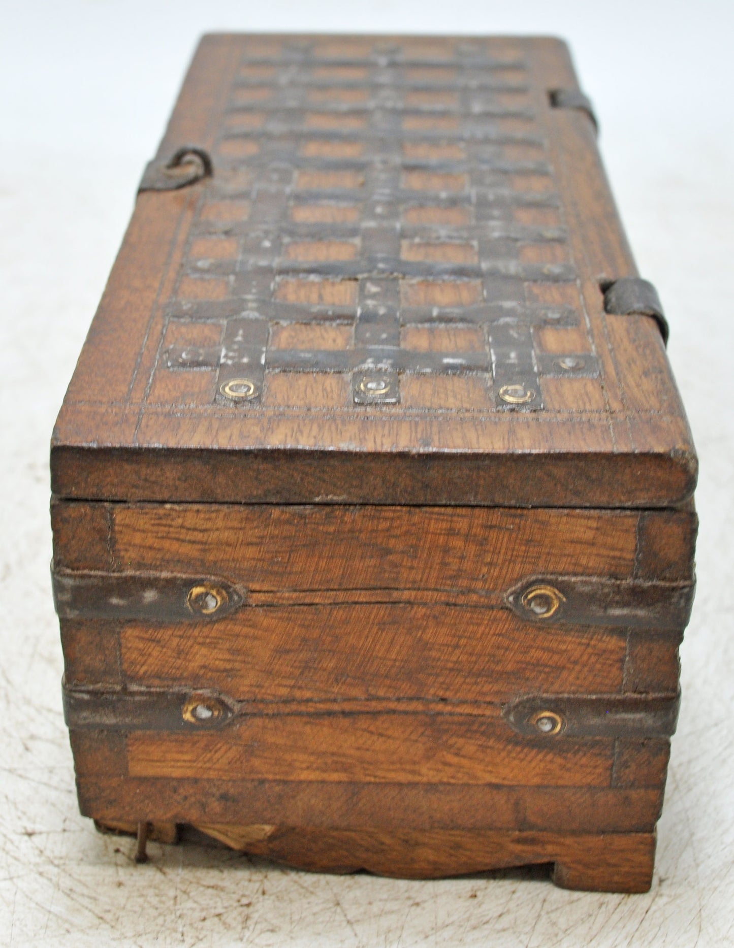 Vintage Wooden Storage Chest Box Original Old Hand Crafted Metal Fitted