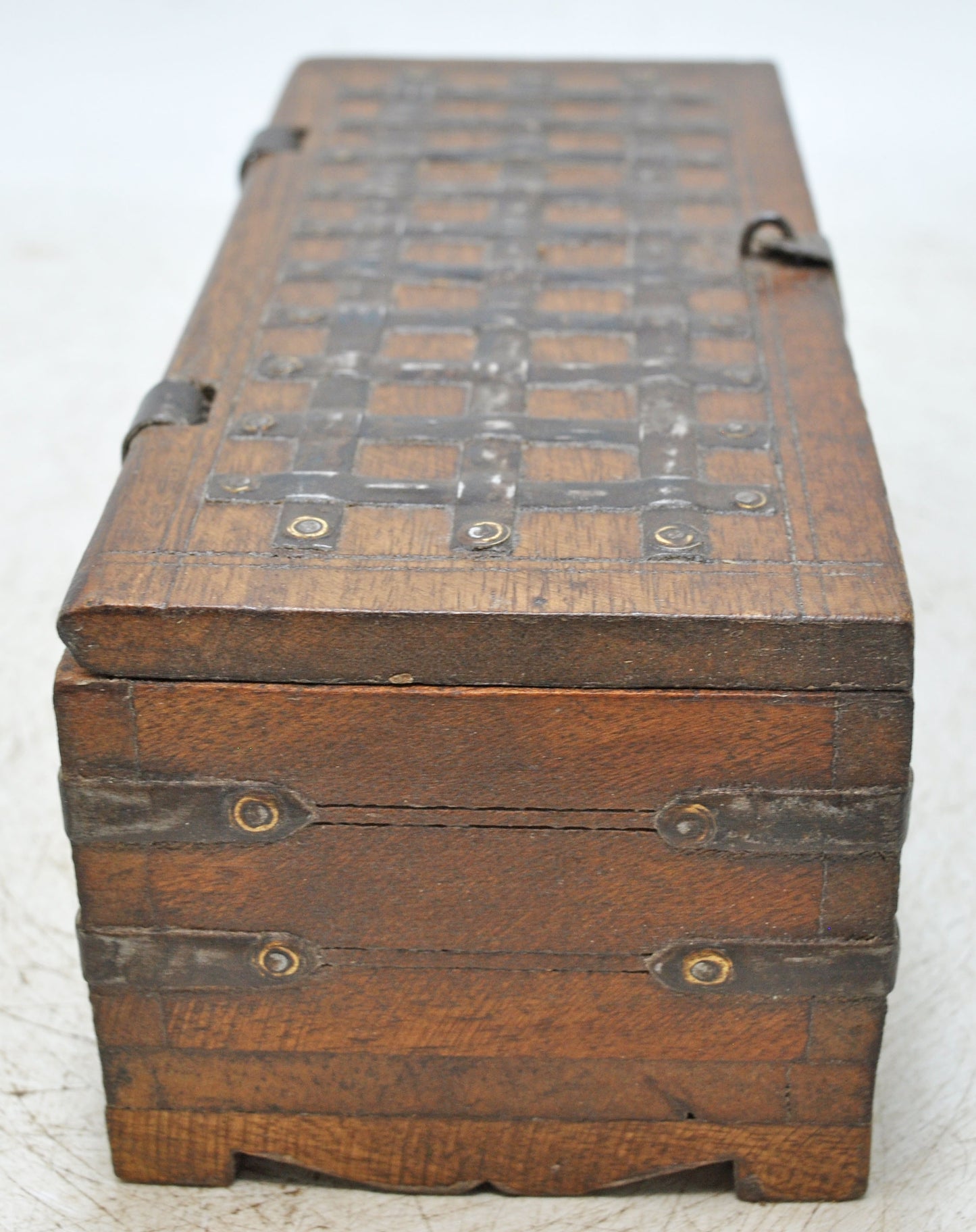 Vintage Wooden Storage Chest Box Original Old Hand Crafted Metal Fitted