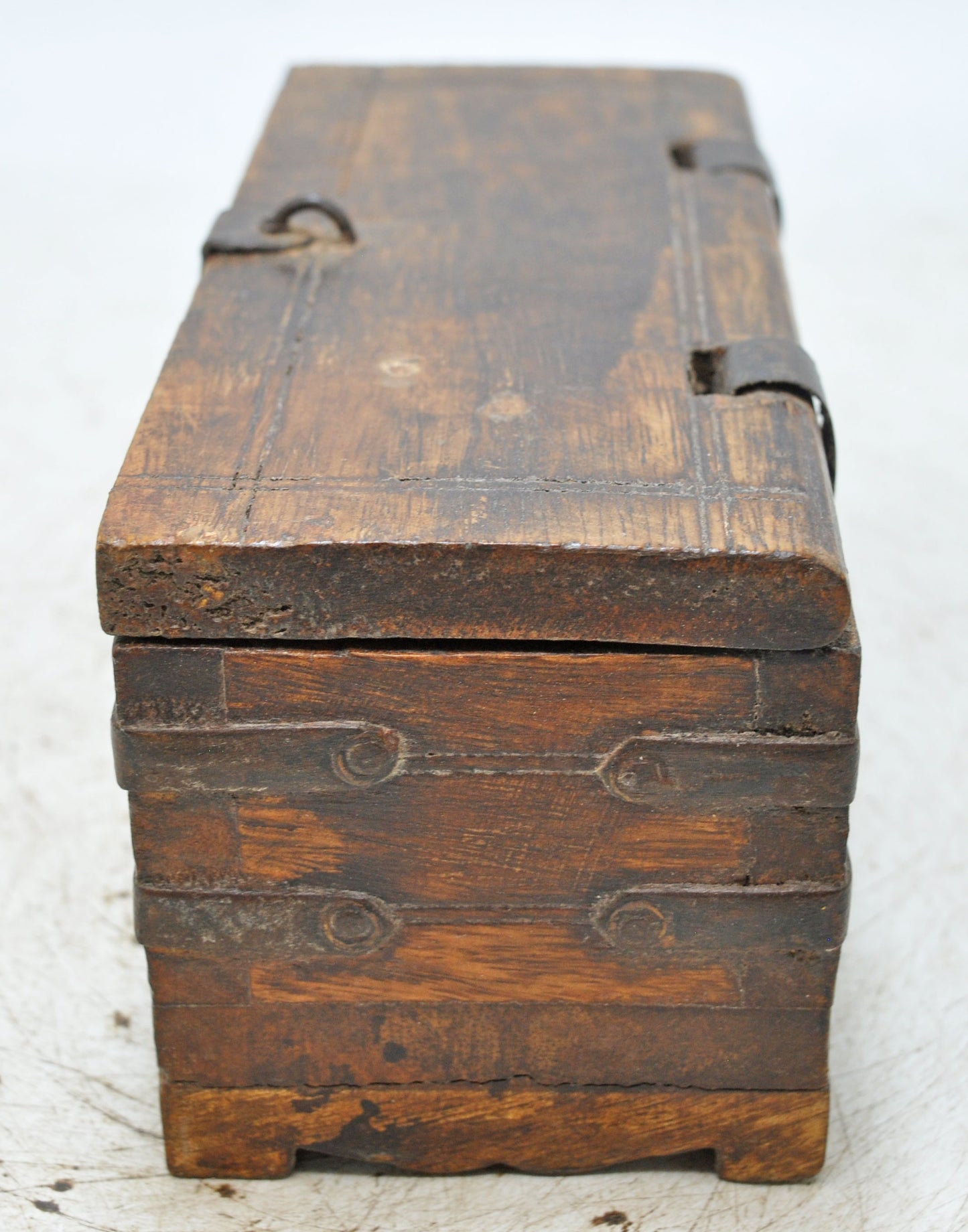 Vintage Wooden Storage Chest Box Original Old Hand Crafted Metal Fitted