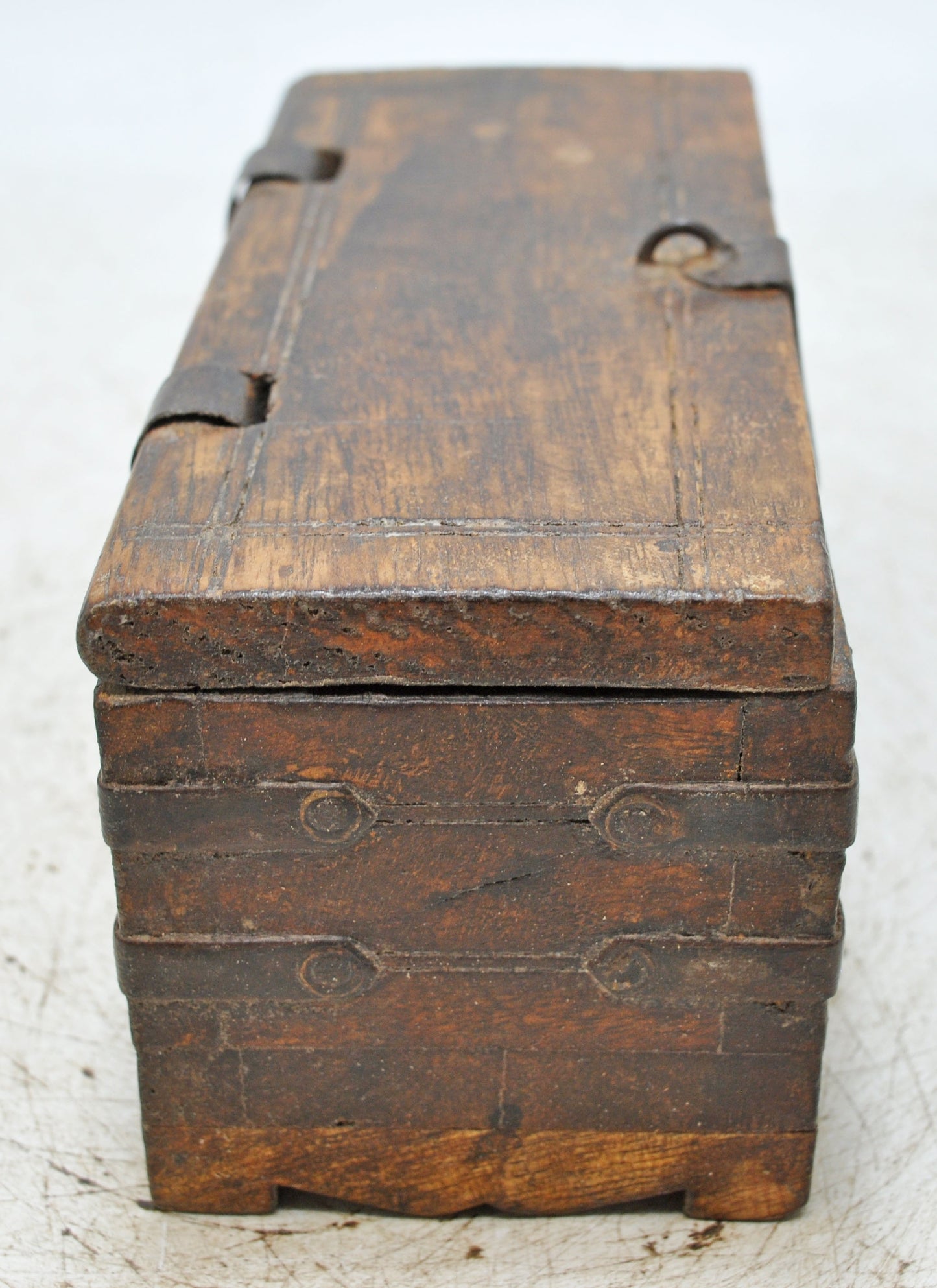 Vintage Wooden Storage Chest Box Original Old Hand Crafted Metal Fitted