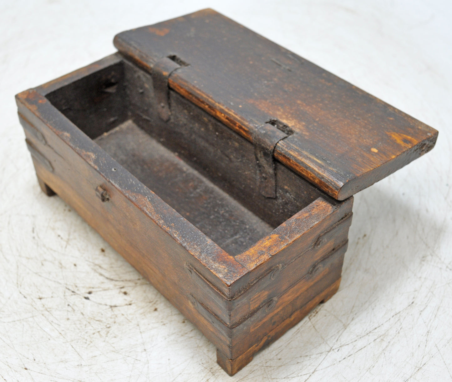Vintage Wooden Storage Chest Box Original Old Hand Crafted Metal Fitted
