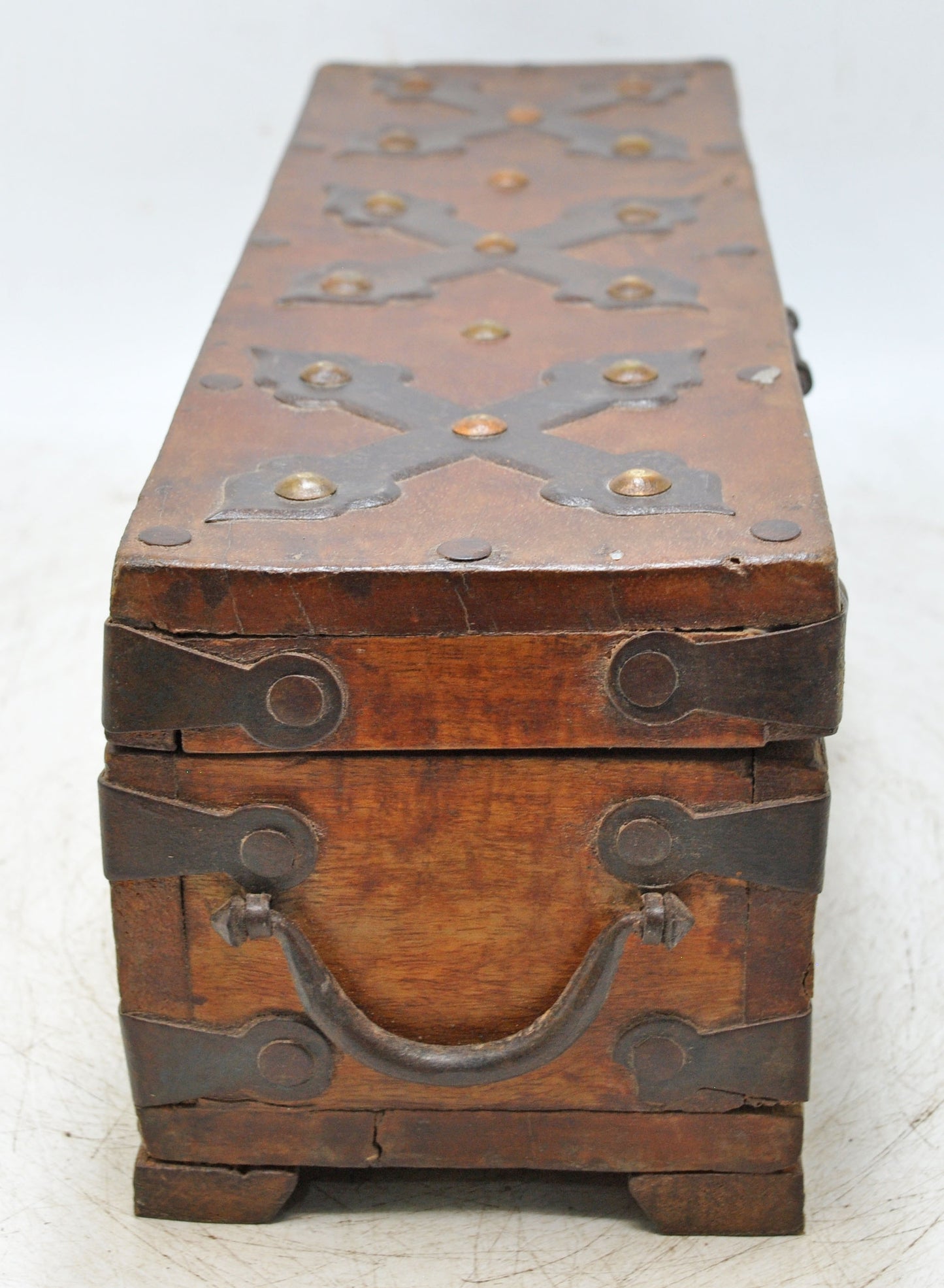 Vintage Wooden Storage Chest Box Original Old Hand Crafted Metal Fitted