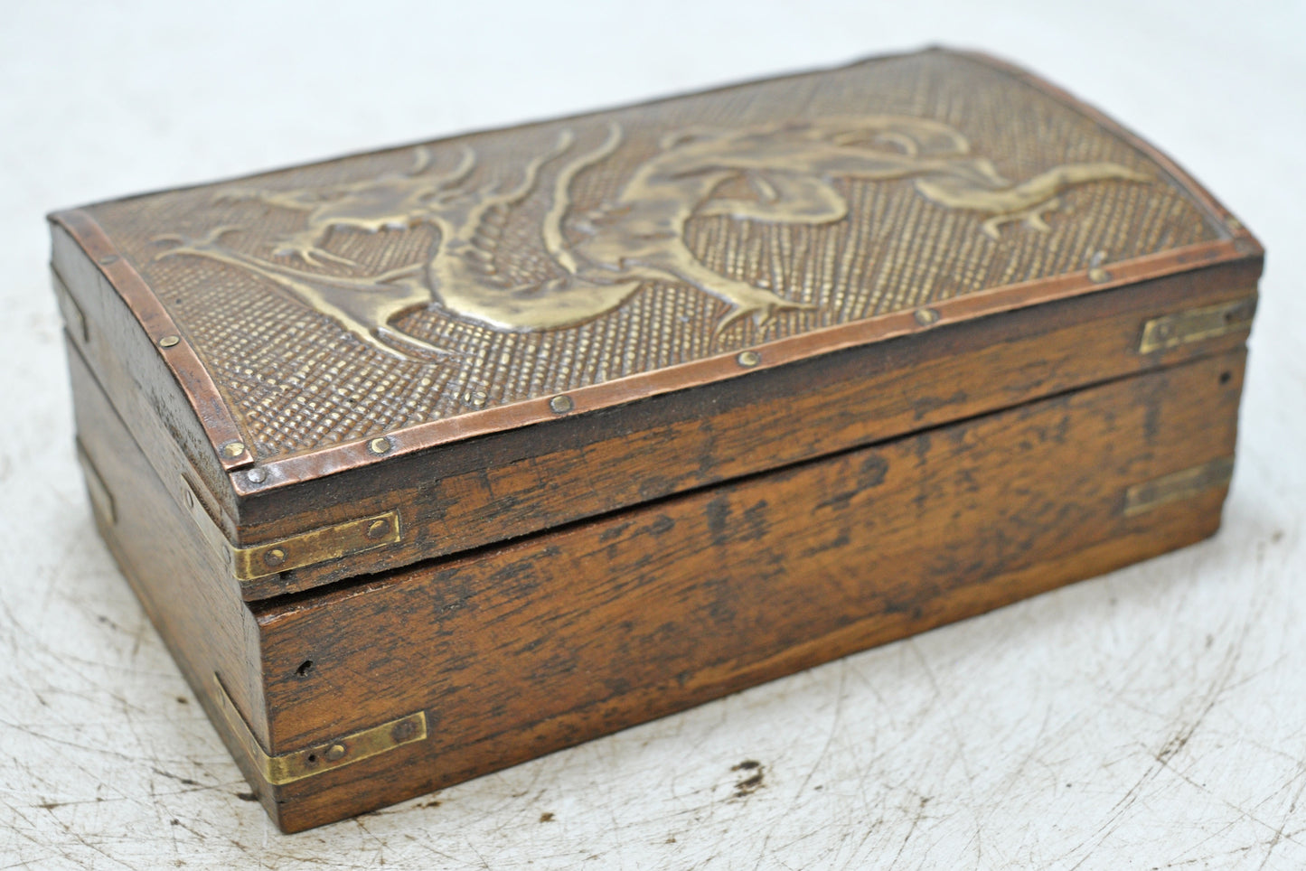 Vintage Wooden Storage Box Original Old Hand Crafted Fine Brass Fitted