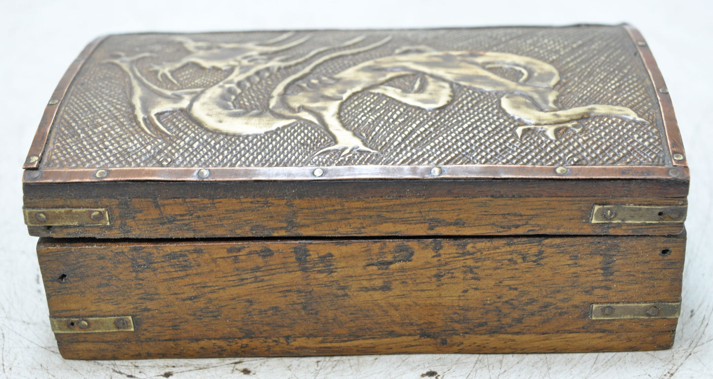 Vintage Wooden Storage Box Original Old Hand Crafted Fine Brass Fitted