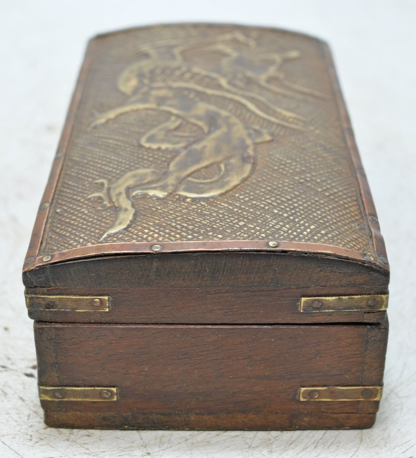 Vintage Wooden Storage Box Original Old Hand Crafted Fine Brass Fitted
