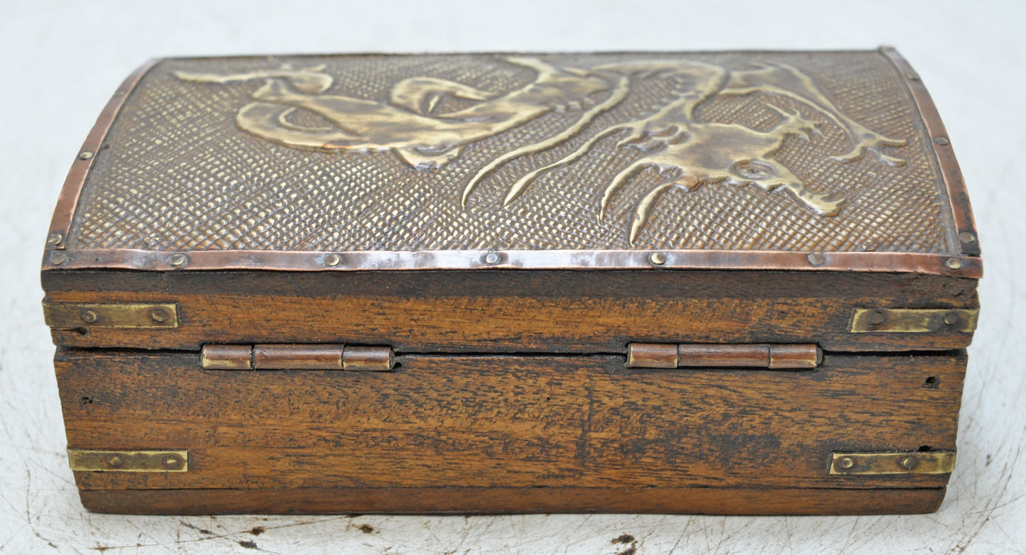Vintage Wooden Storage Box Original Old Hand Crafted Fine Brass Fitted