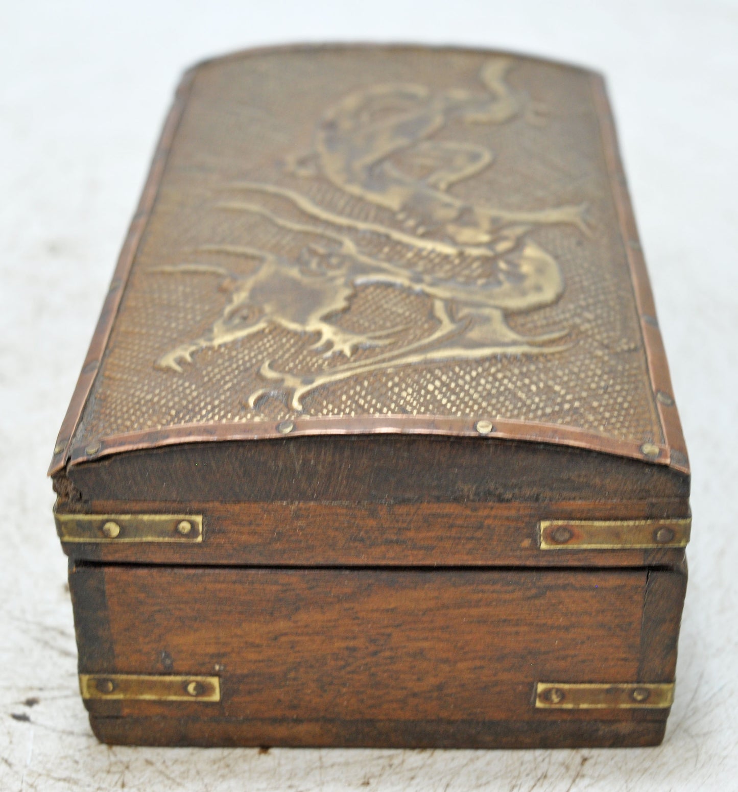 Vintage Wooden Storage Box Original Old Hand Crafted Fine Brass Fitted