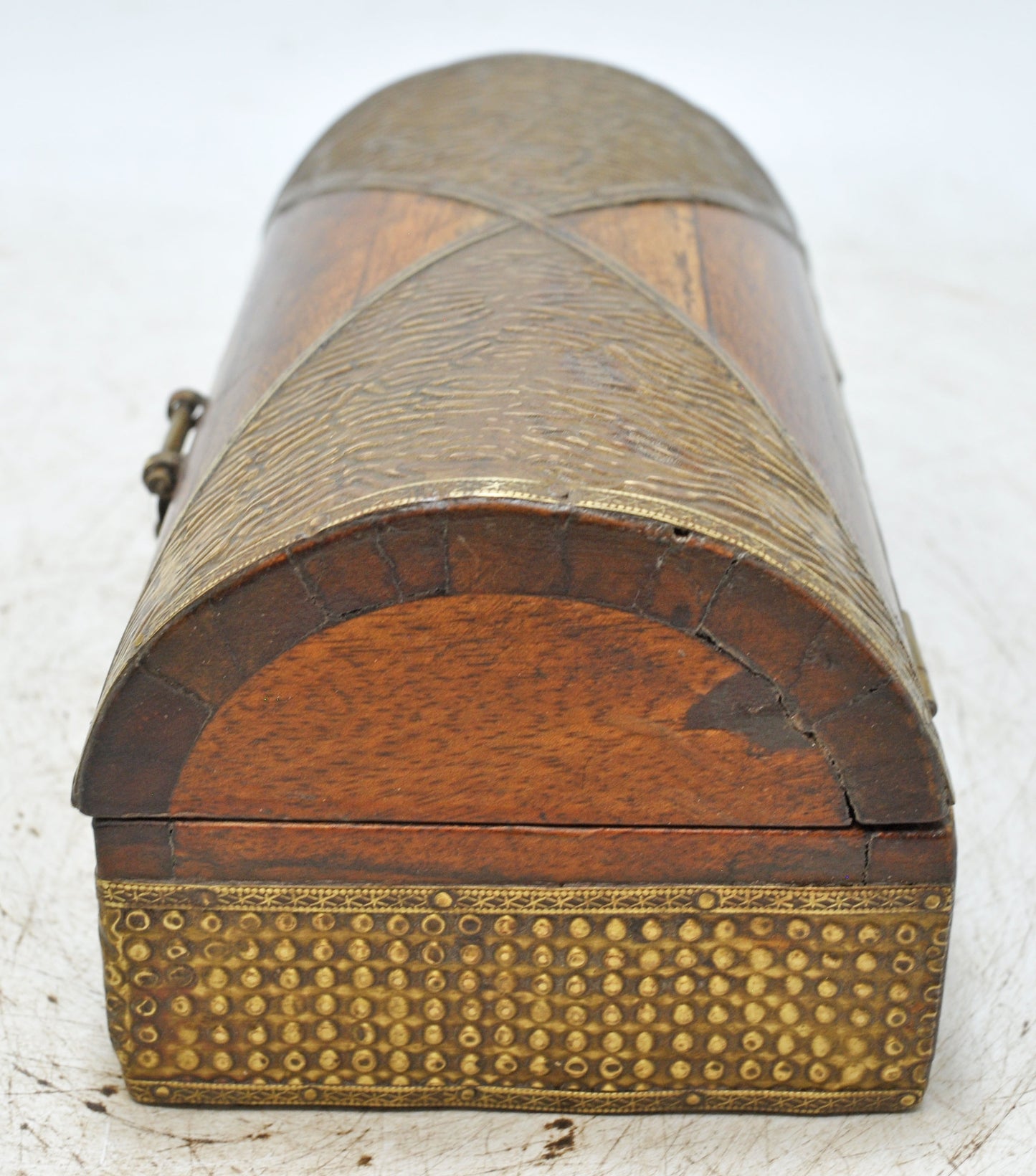Vintage Wooden Storage Box Original Old Hand Crafted Fine Brass Fitted
