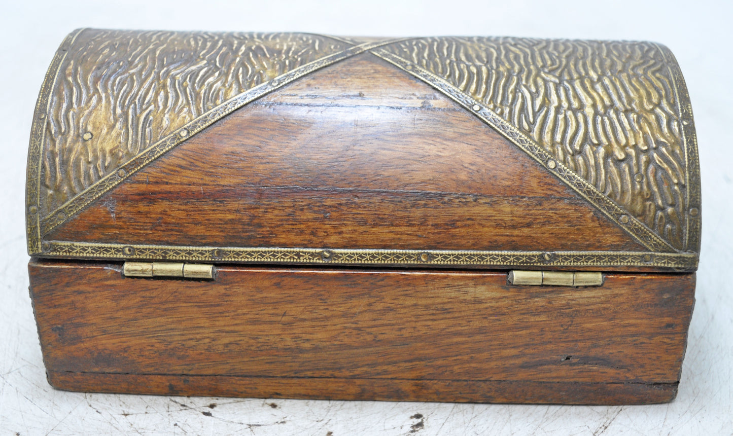 Vintage Wooden Storage Box Original Old Hand Crafted Fine Brass Fitted