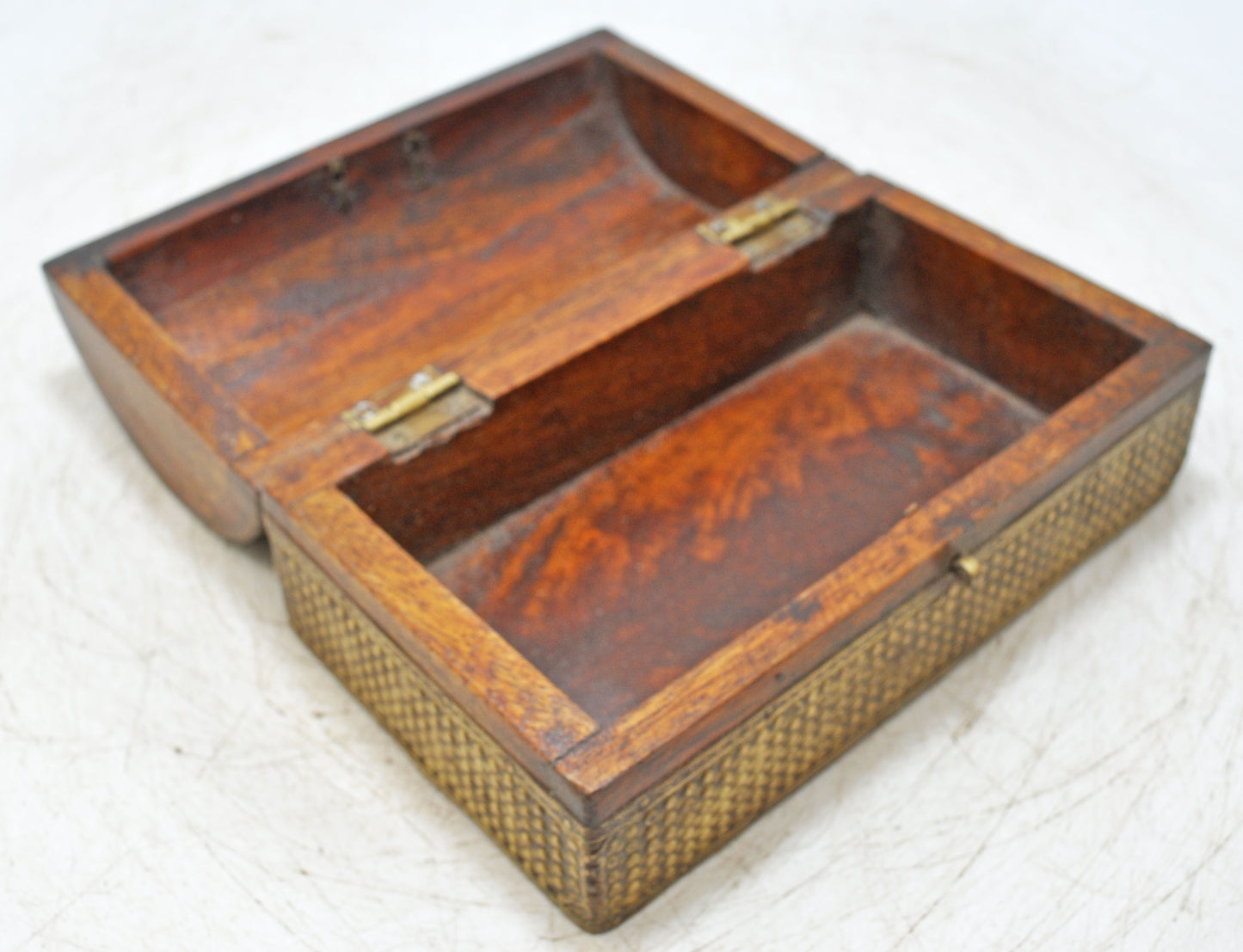 Vintage Wooden Storage Box Original Old Hand Crafted Fine Brass Fitted
