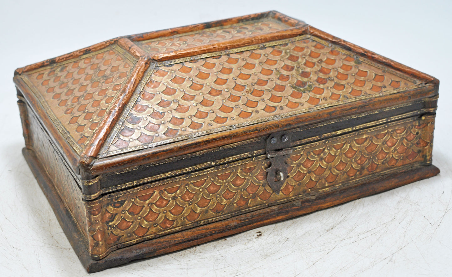 Vintage Wooden Storage Box Original Old Hand Crafted Fine Brass Fitted