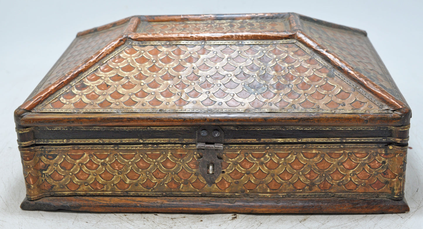 Vintage Wooden Storage Box Original Old Hand Crafted Fine Brass Fitted