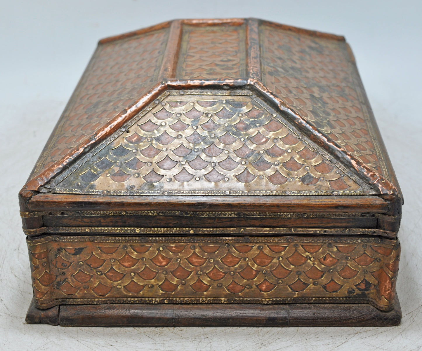 Vintage Wooden Storage Box Original Old Hand Crafted Fine Brass Fitted