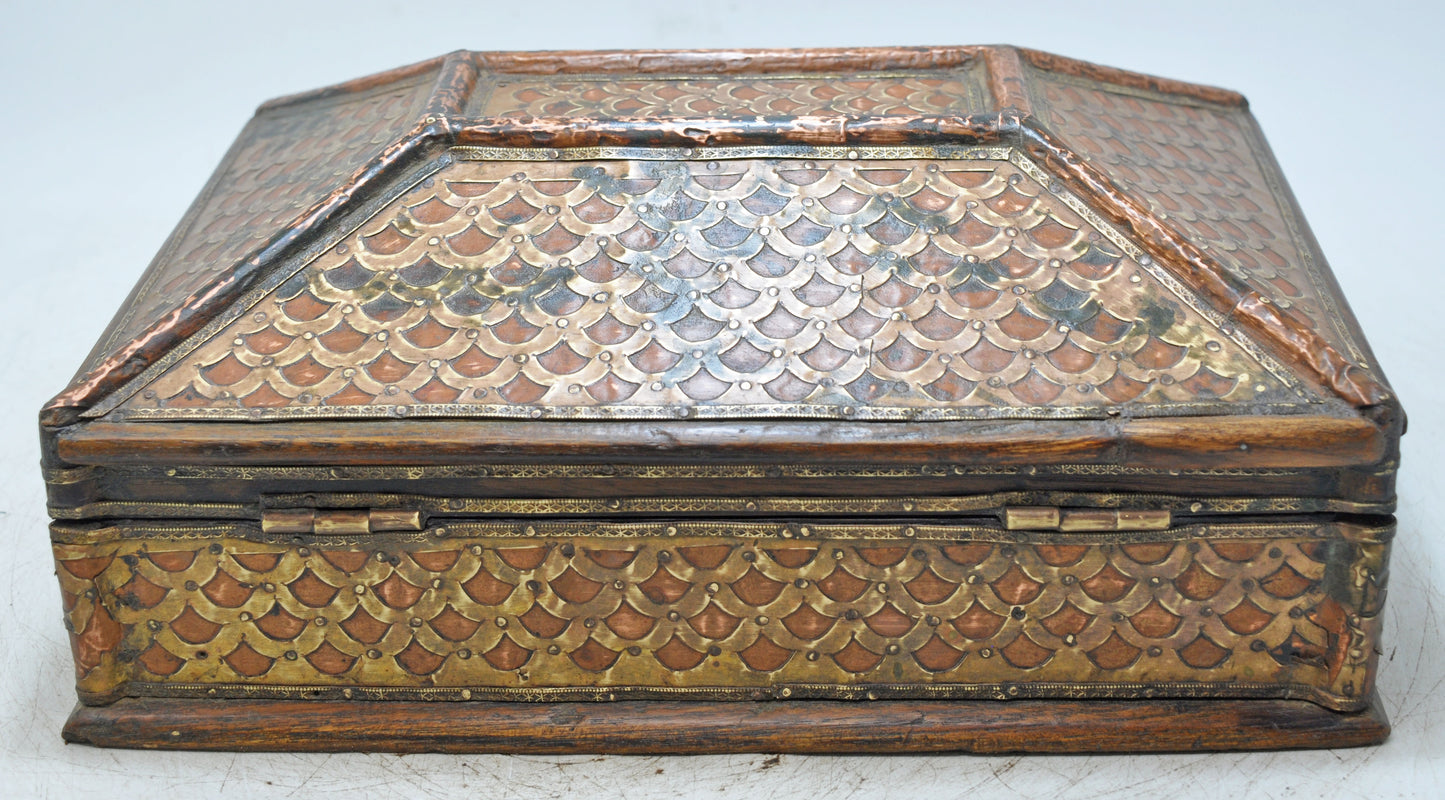 Vintage Wooden Storage Box Original Old Hand Crafted Fine Brass Fitted