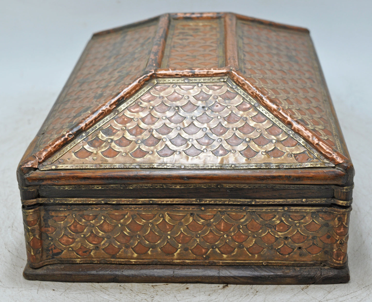 Vintage Wooden Storage Box Original Old Hand Crafted Fine Brass Fitted