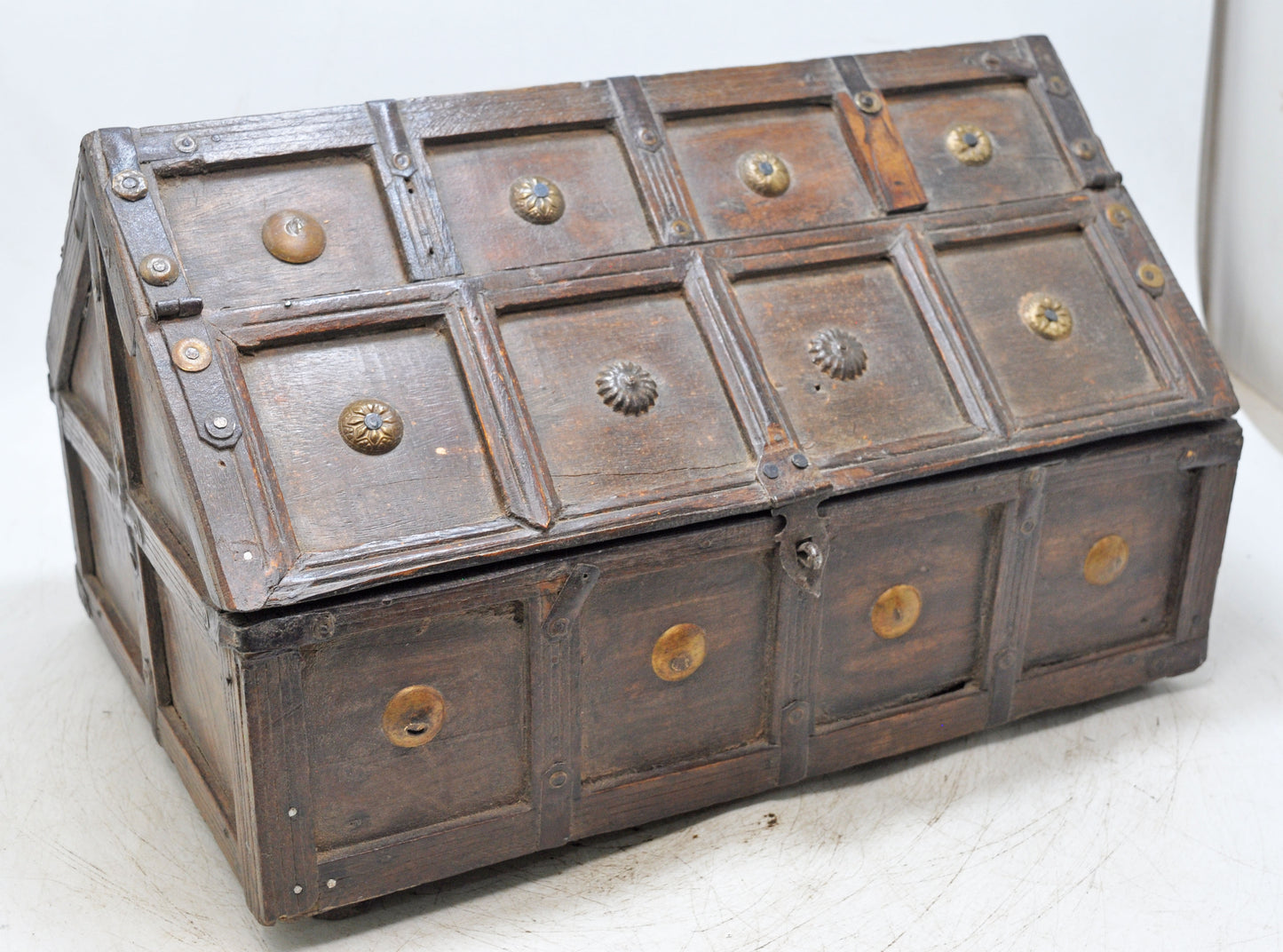 Vintage Wooden Large Dome Shaped Storage Box Original Old Hand Crafted