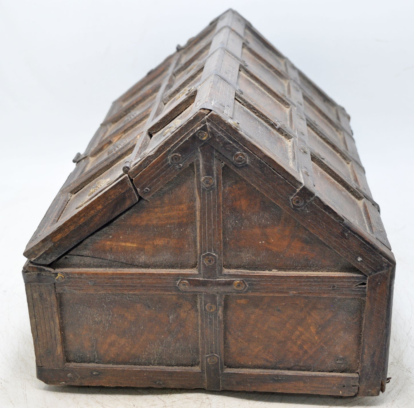 Vintage Wooden Large Dome Shaped Storage Box Original Old Hand Crafted