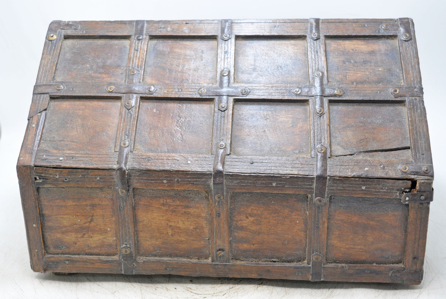 Vintage Wooden Large Dome Shaped Storage Box Original Old Hand Crafted