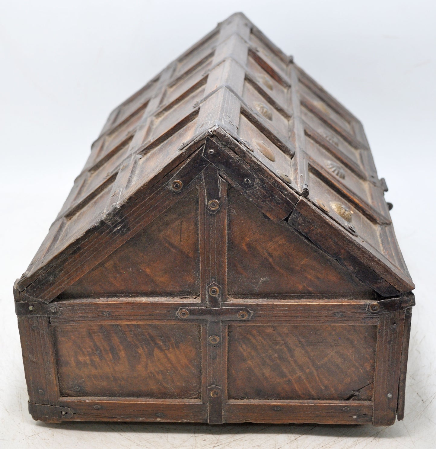 Vintage Wooden Large Dome Shaped Storage Box Original Old Hand Crafted
