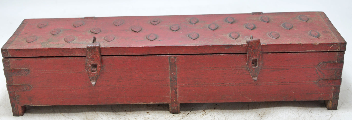 Vintage Wooden Long Pencil Stationary Box Original Old Hand Crafted