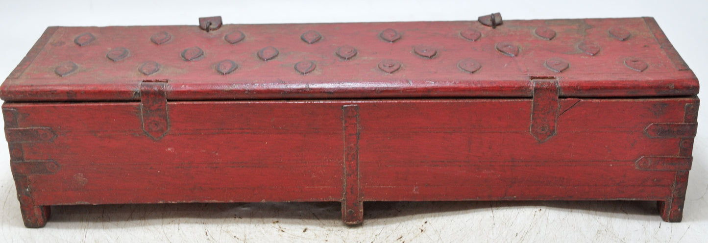 Vintage Wooden Long Pencil Stationary Box Original Old Hand Crafted